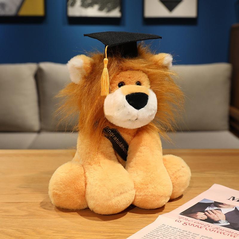 

Cute Dr. Elephant Fox Doll Plush Toy Dr. Hat Lion Doll Ragdoll Graduation Commemorative Gift 28cm（0.22kg）