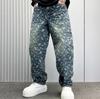 JYL Men's Jacquard Jeans Summer High-Street Trendy Loose Design Denim Pants