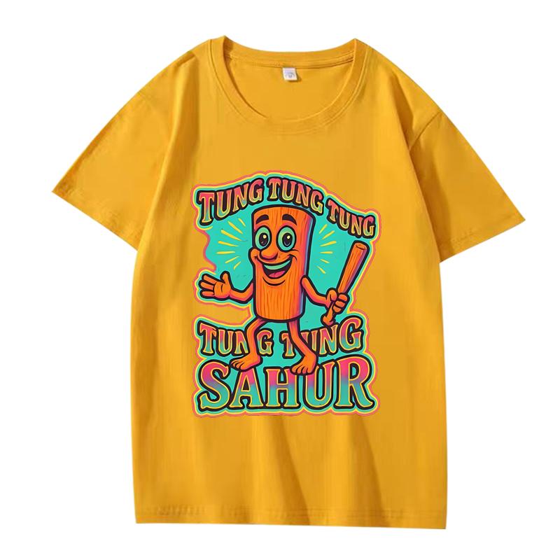 Tung Tung Tung Sahur Italian Brainrot T-shirt homme femme Oversize 100% Coton mode manches courtes Été imprimé Tops Unisex