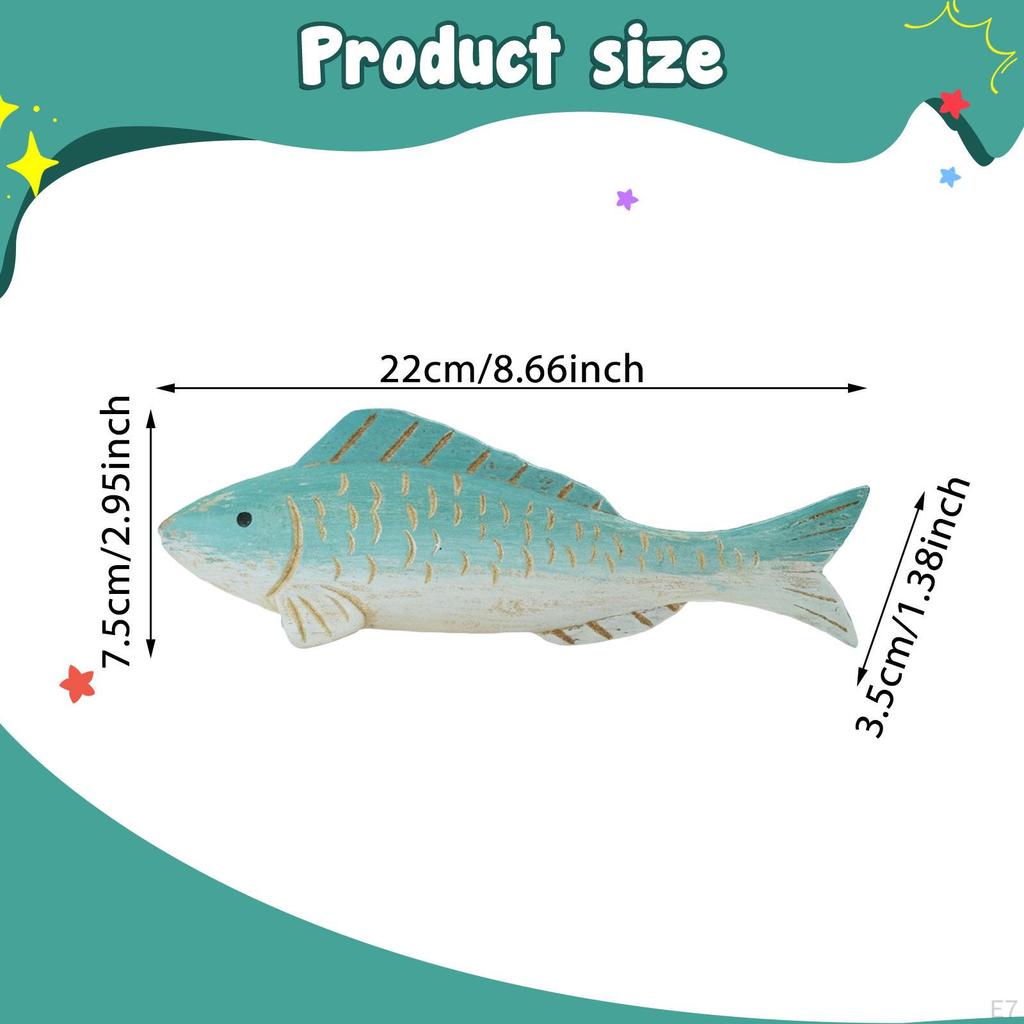 Fish Statue Wooden Figurine Birthday Gift Sculpture Ornament for Living Room Cafe Table
