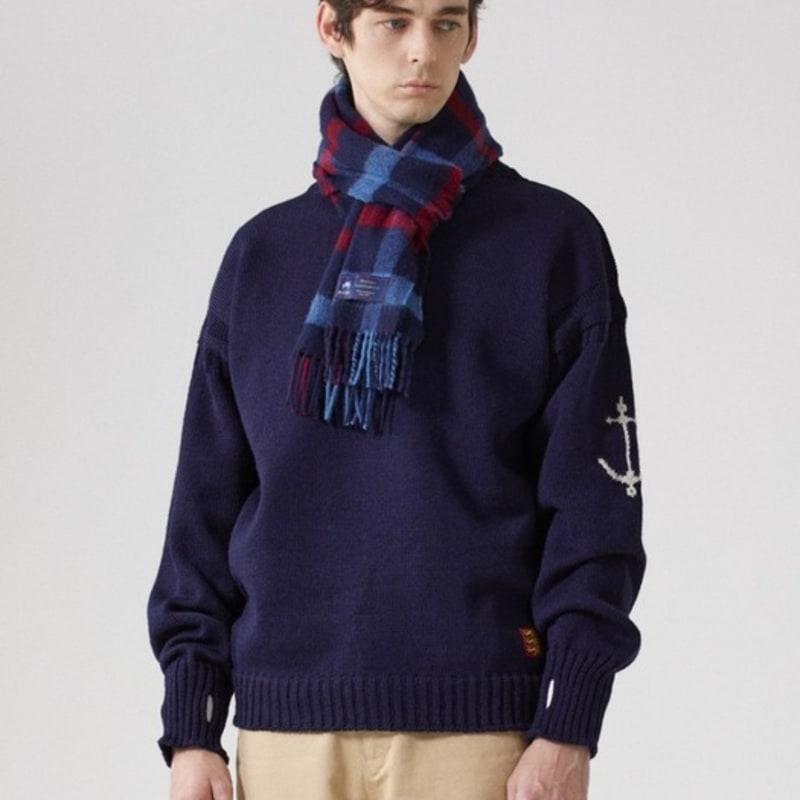 ABRAHAM MOON Merino Wool Muffler 25cm - Blythe Denim