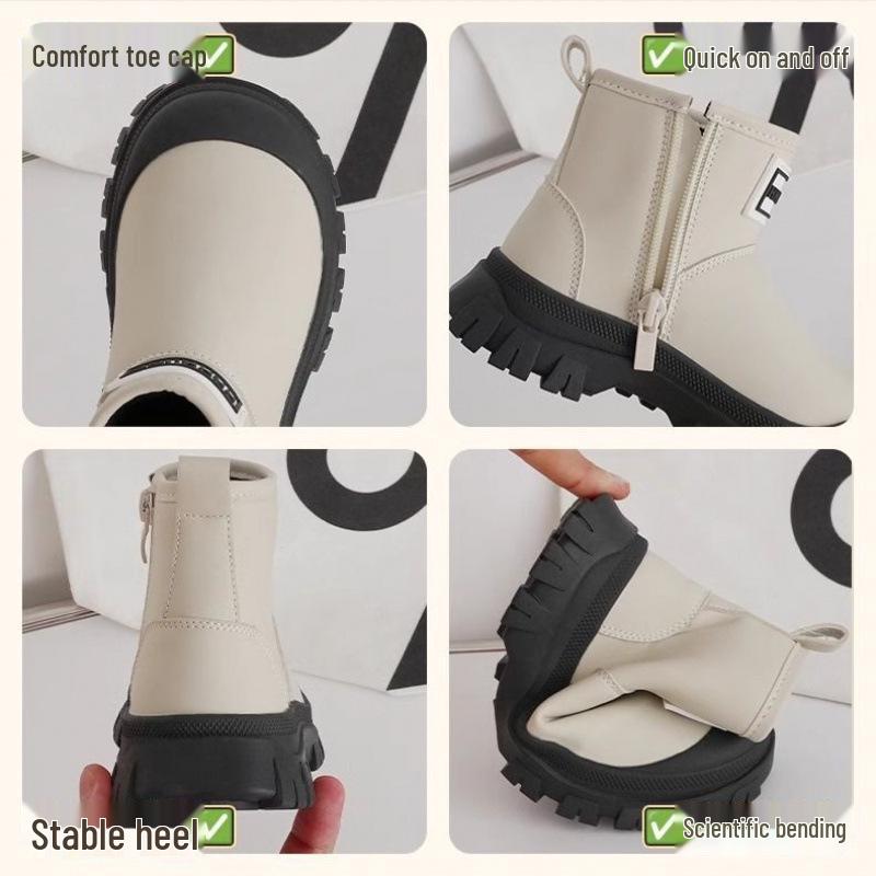 2025 Kids' Ankle & Mid-Calf Leather Boots - Non-Slip Autumn/Winter Martin Style for Boys & Girls