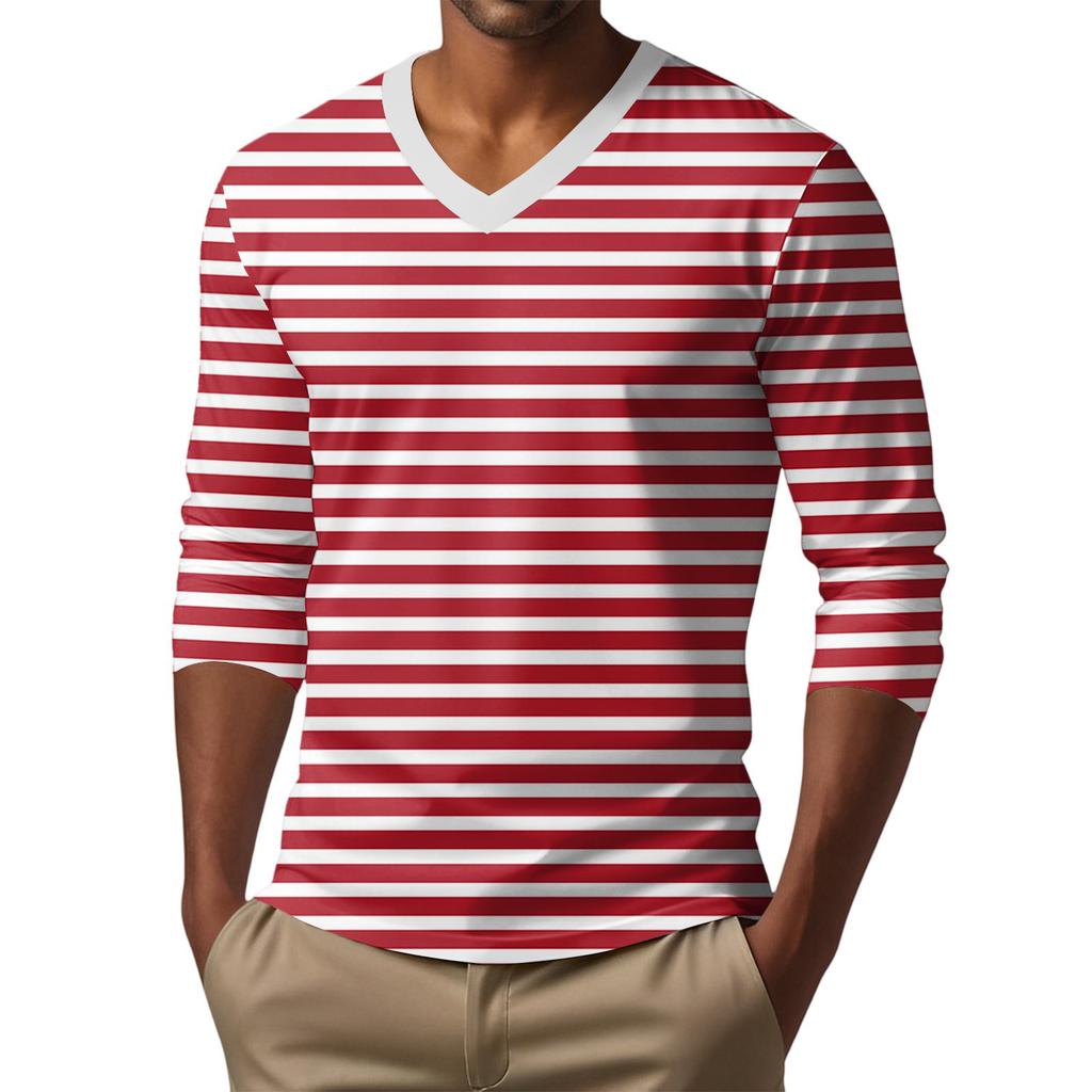 Herr V-ringad Casual Mode Tryckt Långärmad T-shirt Topp