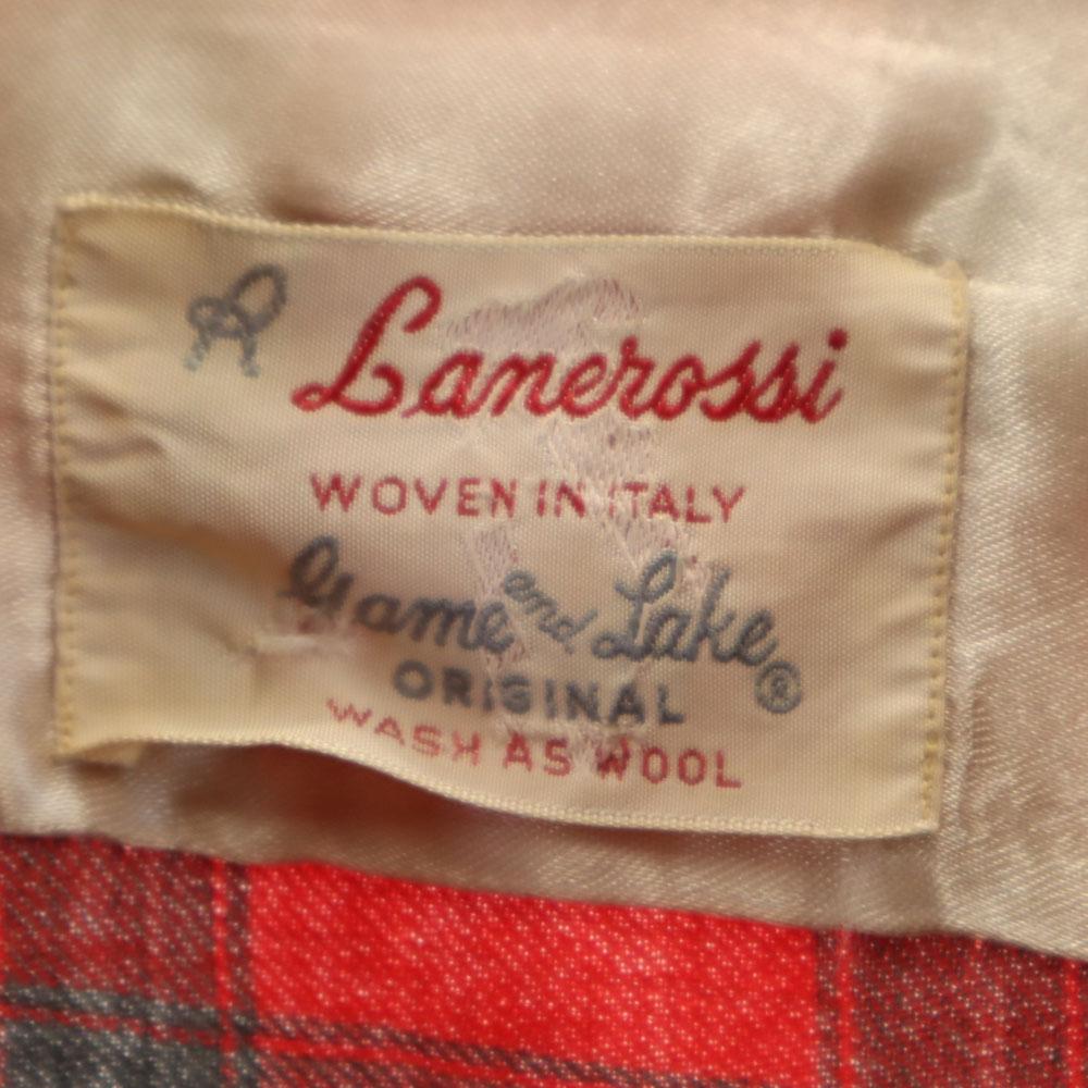 Lanerossi 50s 60s Vintage Box Silhouette Check Pattern Long sleeve Open collar shirt Men's Used