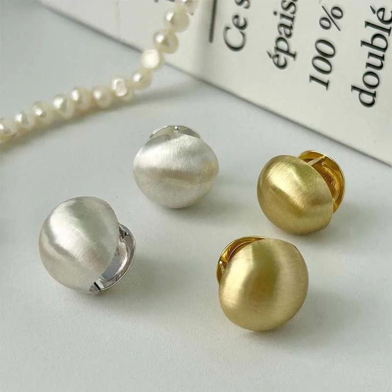 Textured Classic Korean Smooth Gold Half Circle Earrings Women For