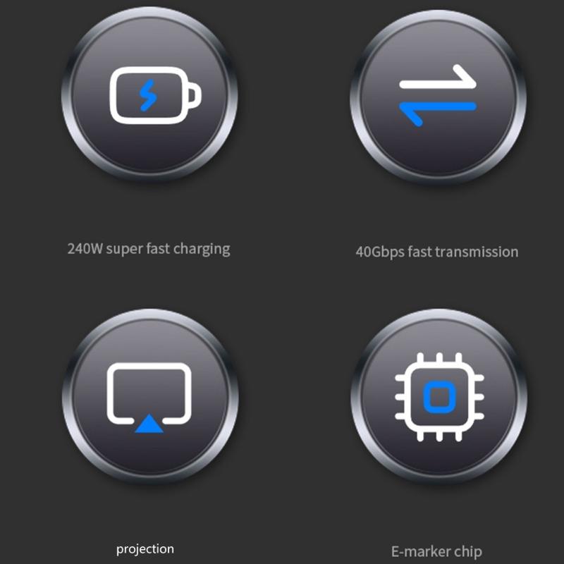 90 Degree USB4 Cable 40Gbps USB C to USB C 240W Fast Charging Display Cable Support 8K@60Hz 40Gbps Data Cable for Phone