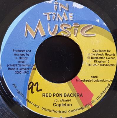 7inch Record CAPLETON - Red Pon Backra NONE In Time Music 2001 Jamaica Reggae, Ska & Dub Used