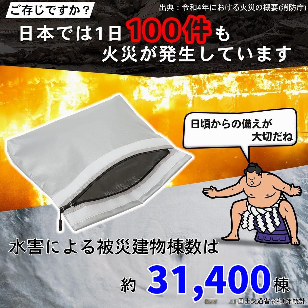 Gooder Banji Fuji Fireproof Bag with Inner Pocket by a Former Firefighter and Disaster Prevention Inspected in 38x27x8cm Large Capacity Fireproof