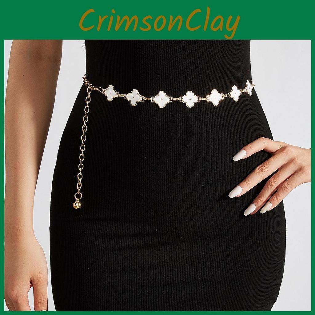 Waist Fashion Metal Chain With Four Leaf Clover Shape And Detailing For Daily
