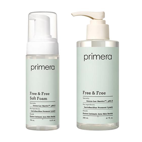 Primera Free & Free Soft Foam Feminine Wash 150ml – pH Balanced Gentle Cleansing with Green Tea & Botanical Oils, Korean