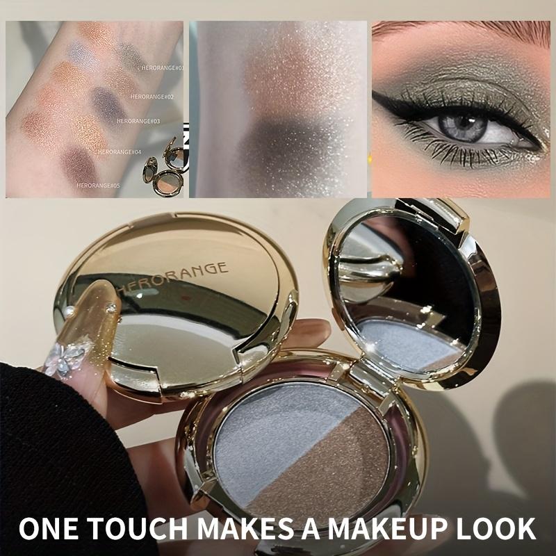 Zweifarbiger Lidschatten Schimmer & Smoky Braun/Blau-Schwarz Mehrfarbige Lidschattenpalette - Nass-/Trockenformel, Langanhaltender wasserfester & schweißfester Lidschatten