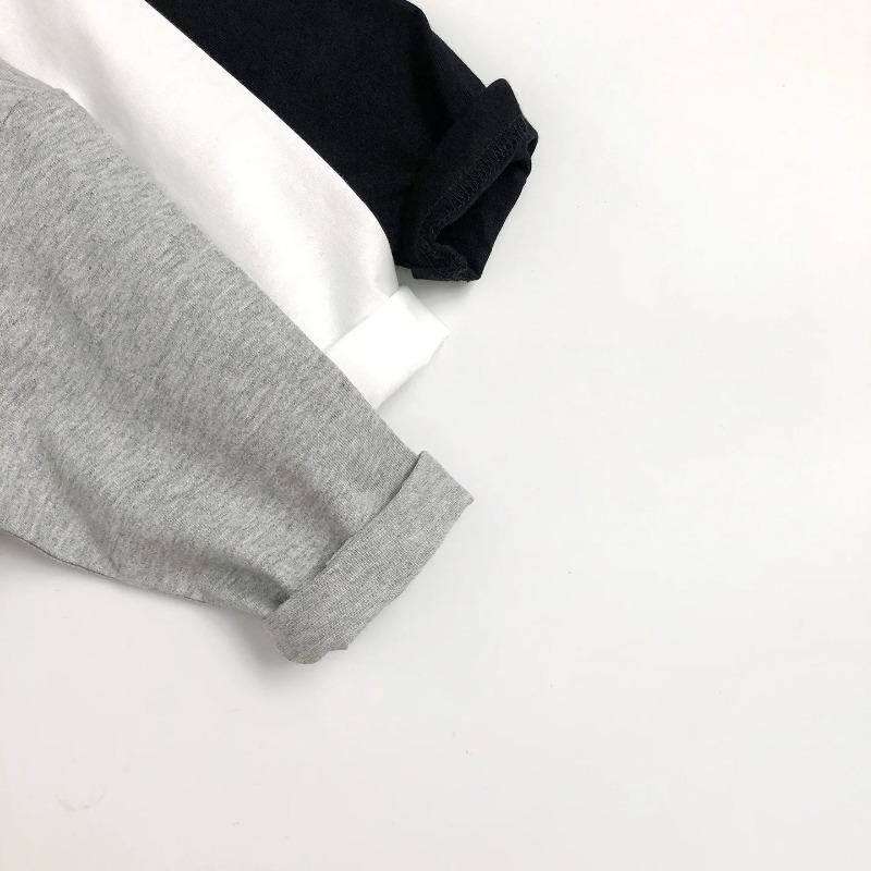 Autumn Kids Solid Color Long Sleeves Loose Basic T-Shirt Boys Girls Korean Soft Children Clothes
