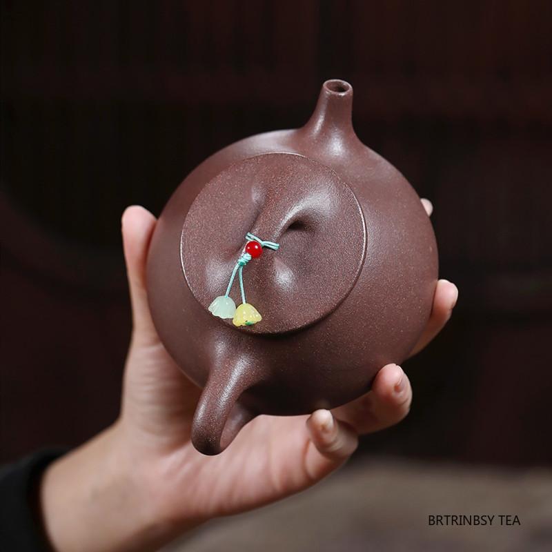 210ml Chinese Yixing Purple Clay Teapots Handmade Triangular Shape Tea Pot Beauty Tea Infuser Kettle Household Zisha Tea Set