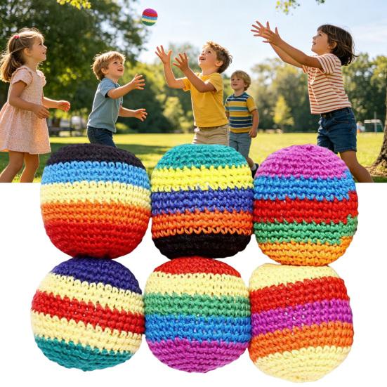 Hand Knitted Beanbag Balls Set Soft Filled Throwing Juggling Balls for Kids Adults Colorful Cotton Yarn Footbag for Coordination Outdoor Play