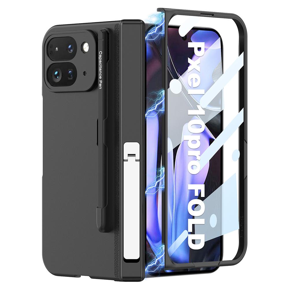 GKK For Google Pixel 10 Pro Fold Case with Stylus/Kickstand Magnetic Hinge Protection PC+Tempered Glass Phone Cover