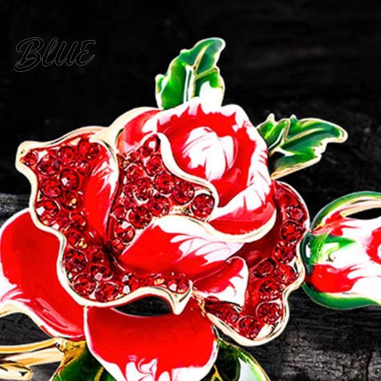 Stylish Flower Pin Red Rose Brooch for Women Girls Enamel