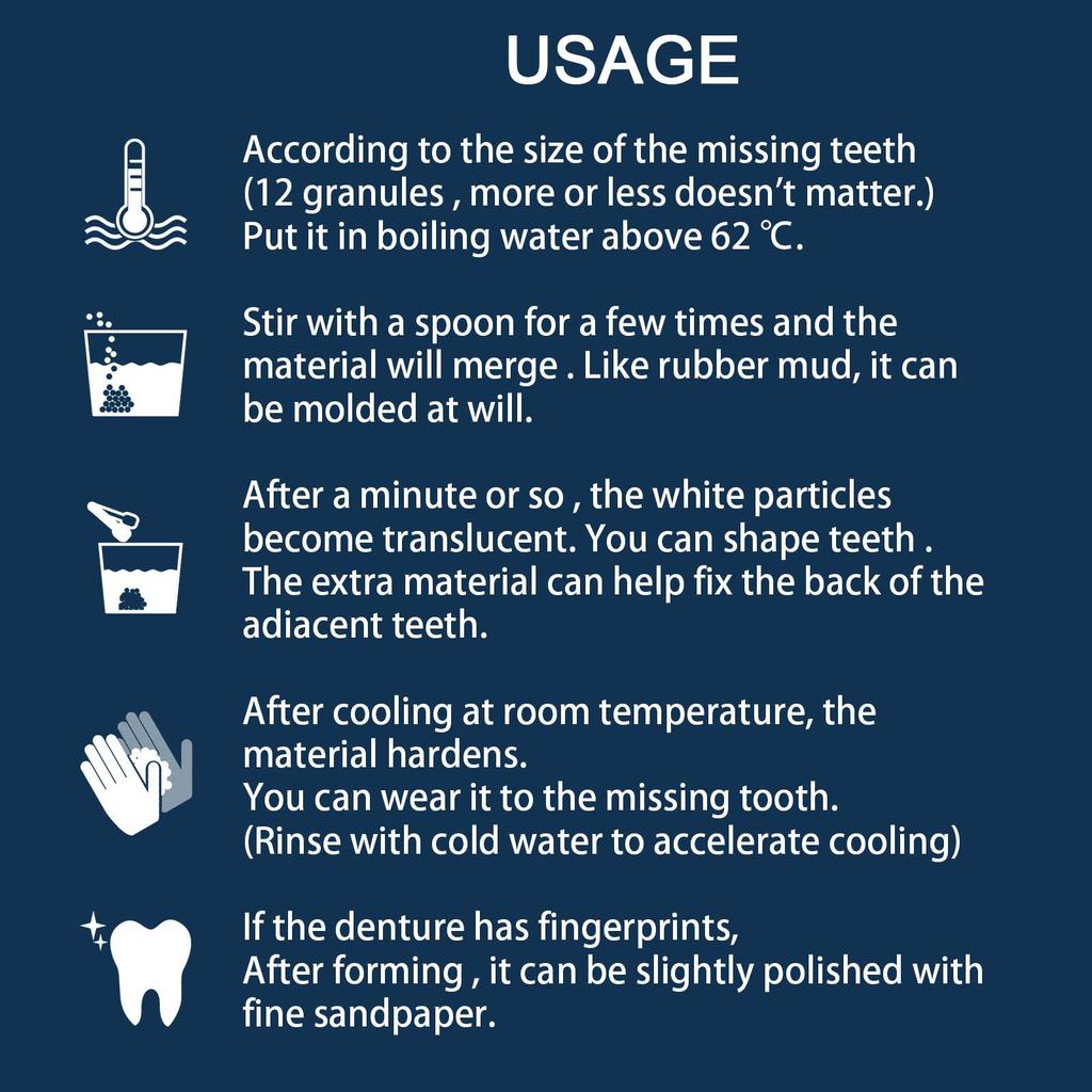 30ml Teeth Repair Kit Temporary Solid Tooth Hole Repair Materials Practical Unisex Adults with 4 Dental Tools Tooth Beauty Tool