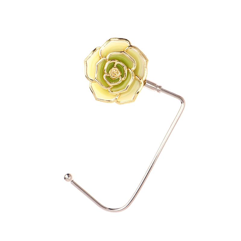 Elegant Gradient Rose Bag Purse Hook Portable Handbag Hanger Fashion Foldable Table Hook Organizer Desk Side Hooks