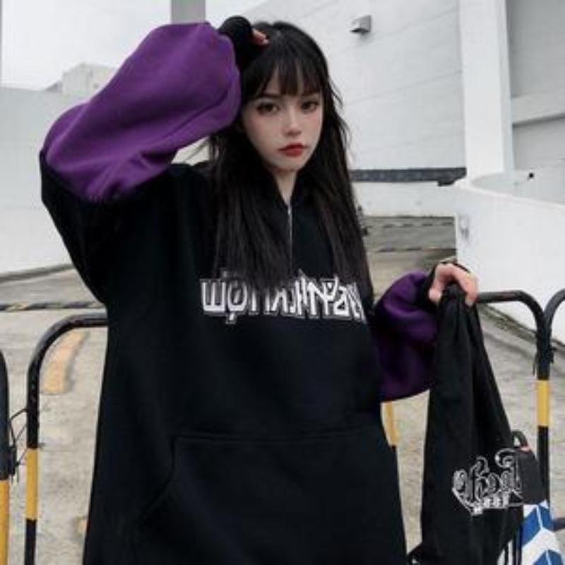 

Нове жіноче оксамитове пальто з капюшоном Y2K у модному вільному ледачому светрі великих розмірів XXL фіолетовий