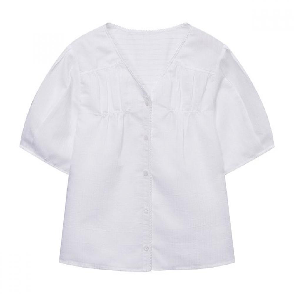 Joy Gryson Peasant Blouse With Lace Trim Kw6mb4600 01 WHITE/FREE