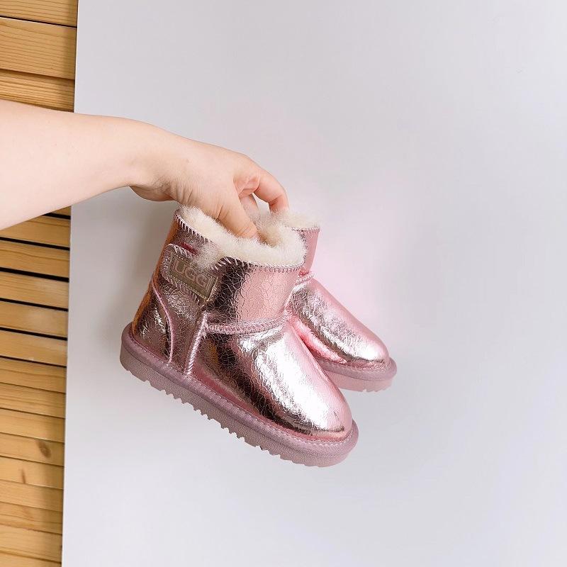Children's Genuine Leather Snow Boots Sheepskin Fur Integrated Short Boots Waterproof Non-slip Cotton Shoes