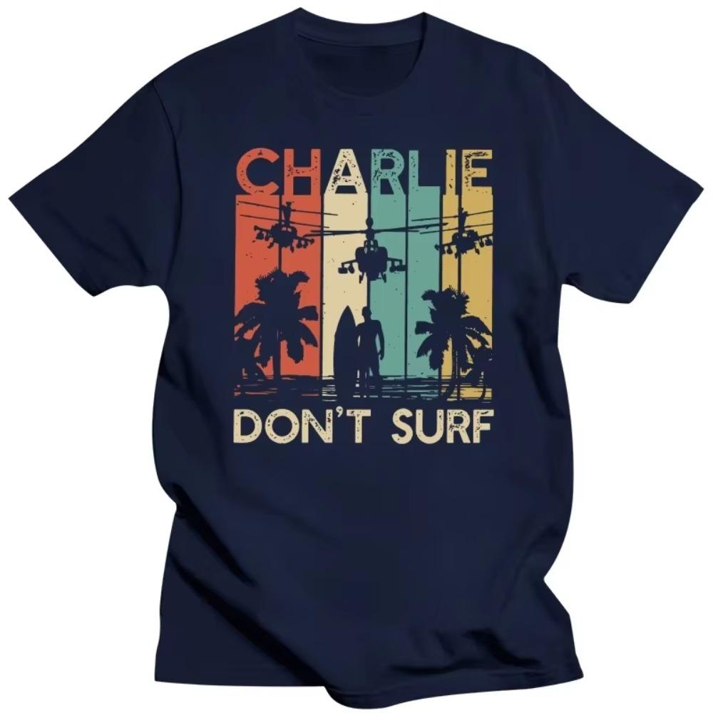 

Винтажная футболка Charlie Don t Surf, мужская хлопковая повседневная футболка с коротким рукавом, военная вьетнамская война, Апокалипсис сегодня, футболки, топы, одежда XXXXXL темно-синий
