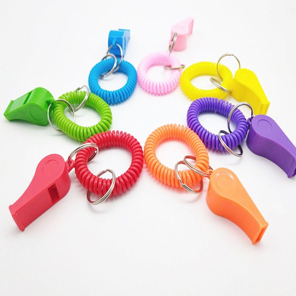 5pcs Plastic Spring Wristband Whistle With Rope Rugby Party Whistle  Training School Soccer Tools