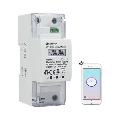 Single Phase Din Rail WIFI Smart Energy Meter Power Consumption Meter KWh Watt Meter with Alexa for Smart Home