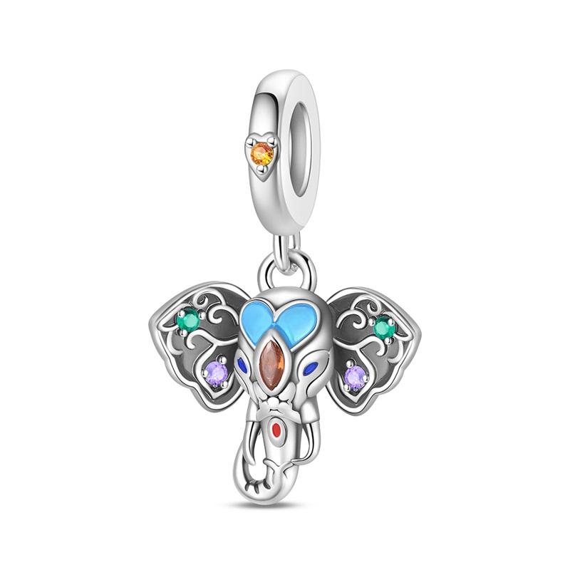 Original Copper Charms Beads Black Cat Colorful Elephant Pendant For Bracelet Women Diy Jewelry Gift Making