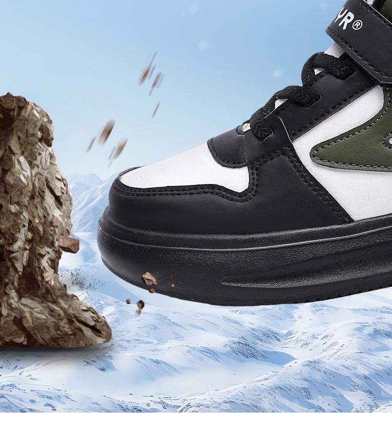 Velcro High-Top Cotton Snow Boots for Teens - Warm Winter Shoes for Older Kids