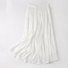 Qooth Women Gentle Solid Color Pleated Skirt Casual Elastic Waist Colorful A-line Skirt For Spring Summer QT2416
