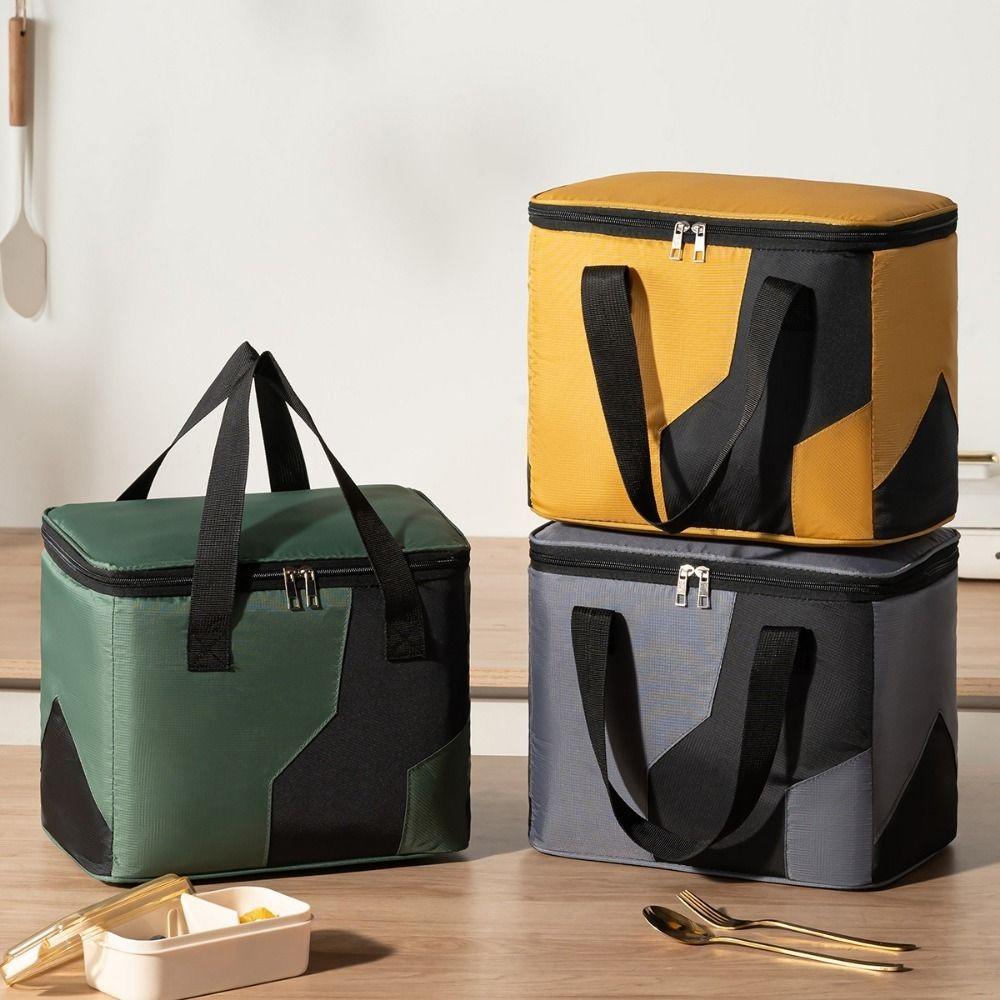 Portable Oxford Cloth Insulation Bag Large Capacity Waterproof Food Thermal Handbag with Handle Picnic Bag Office
