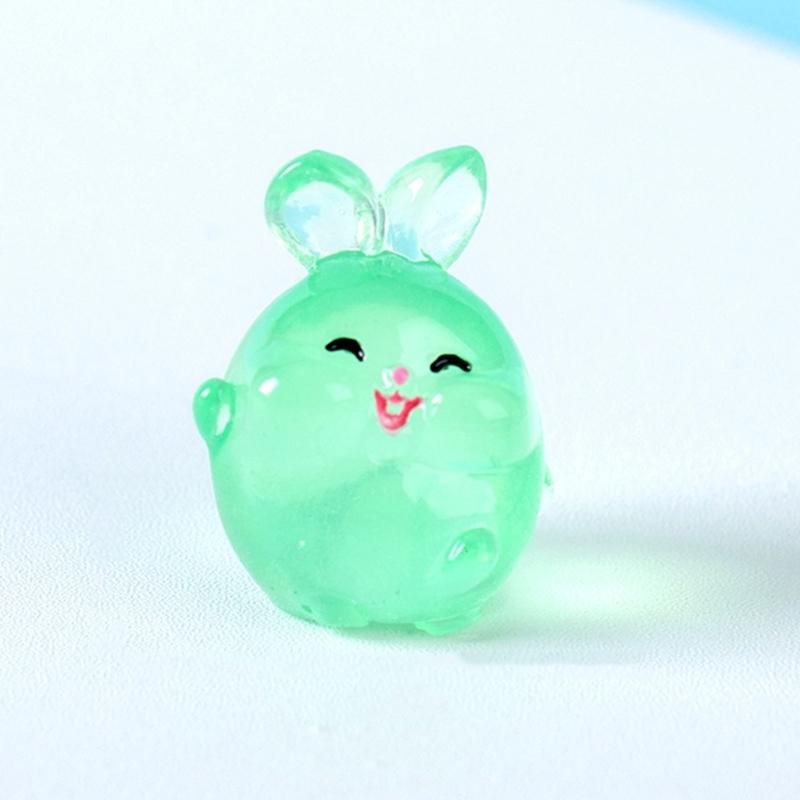 6 Piece Resin Rabbit Figurine Set with Glow Feature Miniatures Rabbit Ornament for Bedroom, Living Room, Study