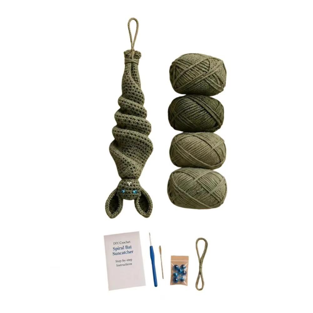 Handmade Bat Wind Spinner Crochet Kit Hanging DIY Spiral Bat Knitted Pendant Beginner Friendly