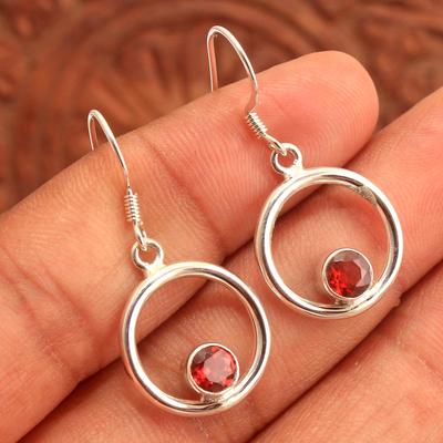 Garnet Citrine Peridot Amethyst Silver Dangle Earring, Handmade Jewelry, 925 Sterling Silver, Women Earring