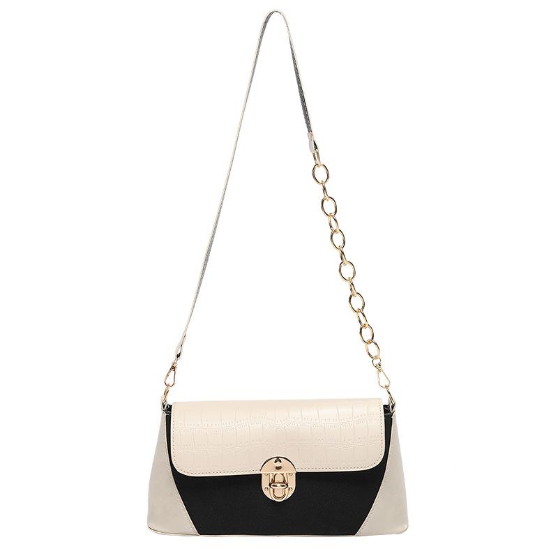 Personalized Contrasting Color Splicing Bag for Women's New Popular Crossbody Bag One Shoulder Armpit Bag Stone Pattern Bag