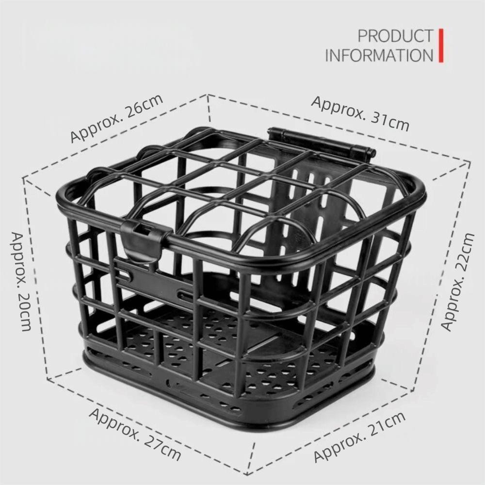Black Bike Front Basket Detachable Hollow Bicycle Storage Basket Plastic With Lid Bike Front Carrier Bag Cycling Accessories