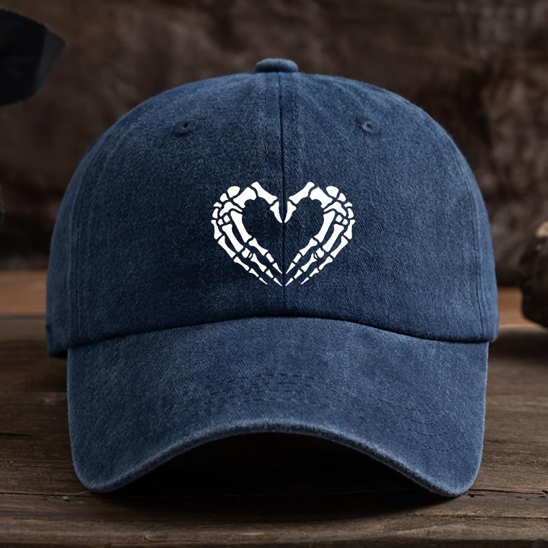 Heart-shaped Skull Hand-printed Baseball Hat Unisex Outdoor Fashion Versatile Peaked Cap Trend