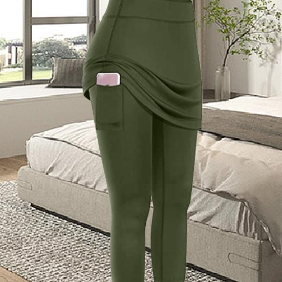 Yoga Leggings Side Pockets Elastic Waist Solid Color Women Fashion Causal Running Fitness Pants for Sports