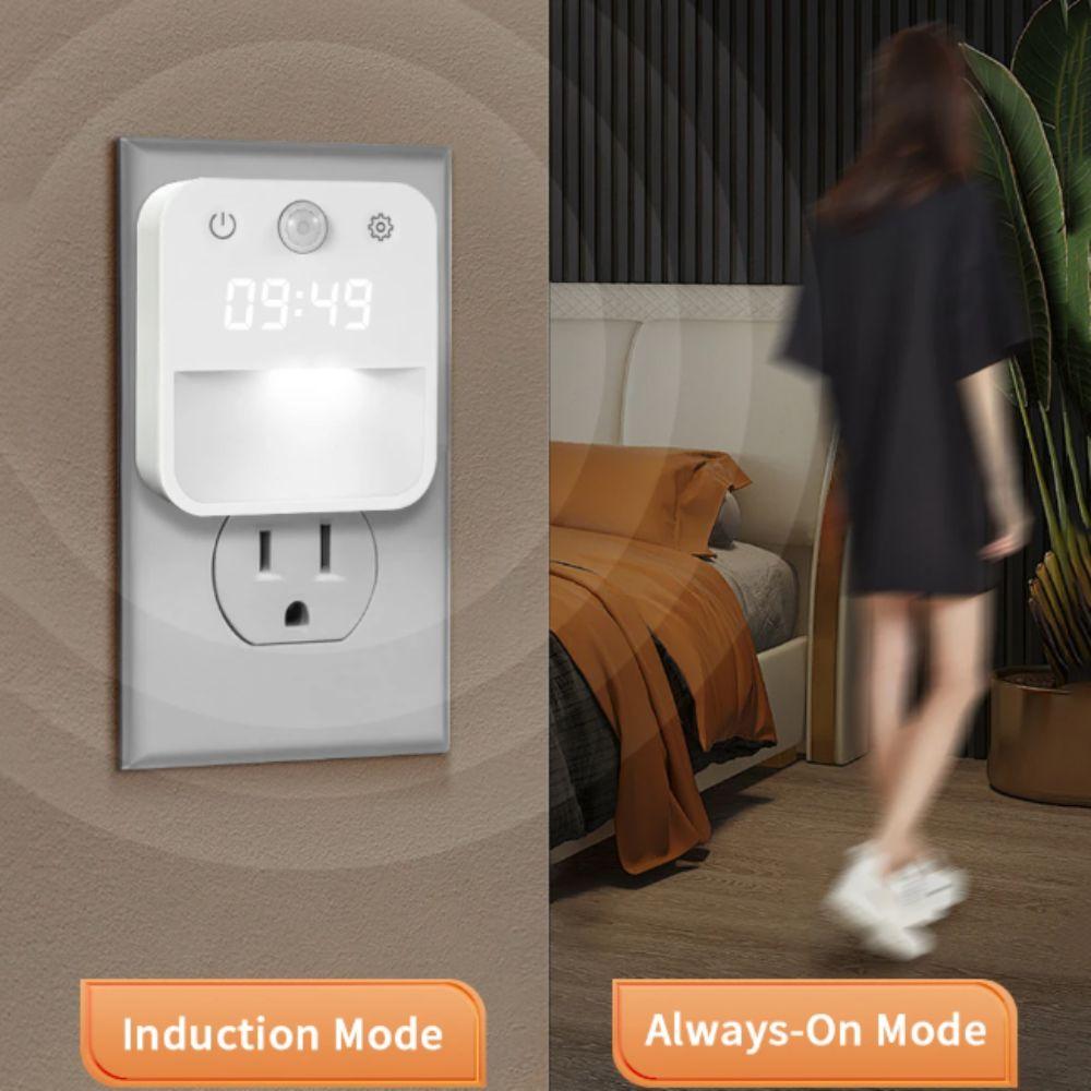 Infinite Dimming Human Body Induction Clock Clock Display Three Color Switching Night Light Dusk to Dawn Sensor Warm White