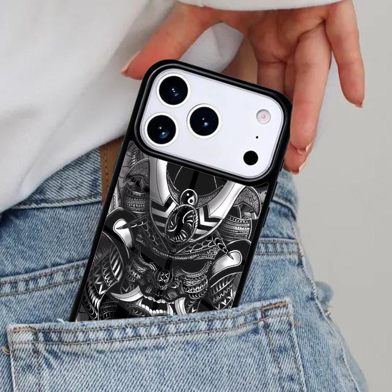 Samurai Mask Helmet Soft Phone Case for iPhone 17ProMax 12 13 14 15 16e 17 Pro Max Plus Air Cover