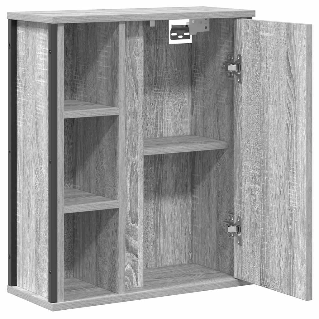Wall Mounted Bathroom Cabinet with Mirror Grey Sonoma 50 x 21 x 60 cm