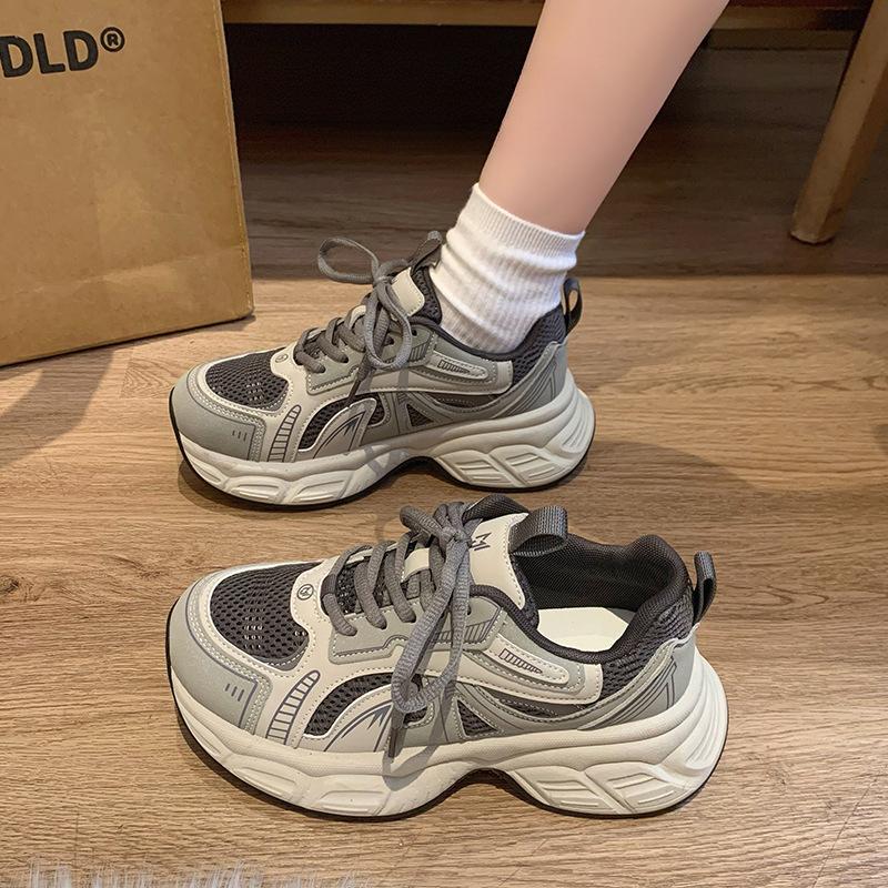 Premium retro gray dad shoes women's shoes 2025 new autumn and winter new muffin thick sole heightening and velvet sports