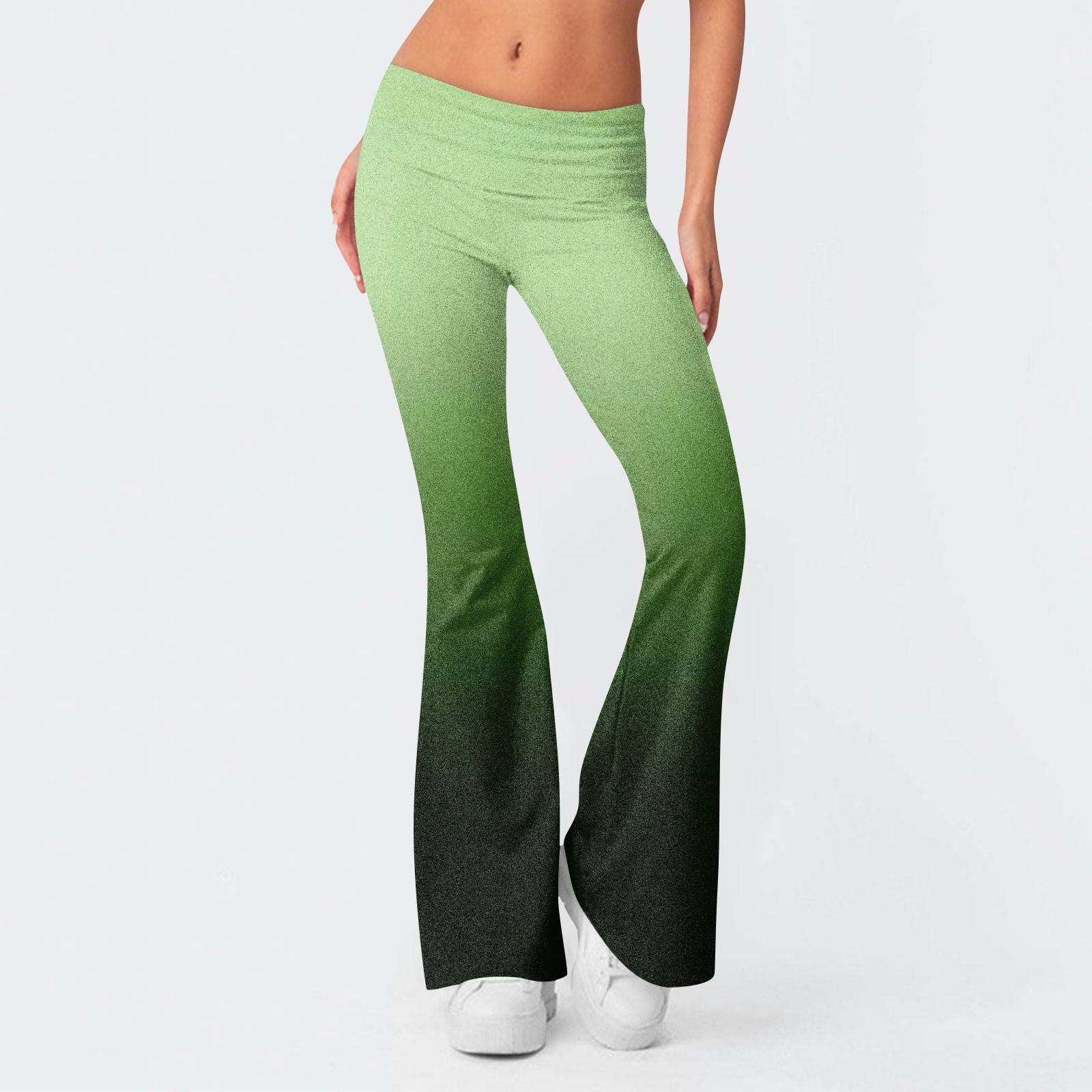 

Женские модные брюки-клеш с эластичной резинкой на талии и низкой талией с градиентом, тонкие брюки-клеш с обратной талией S