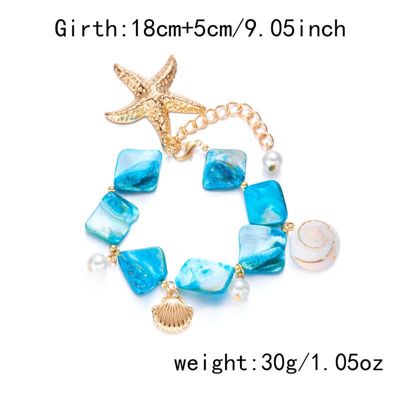 Layered Beaded Necklace with Starfish & Shell Charms, Gold-Plated Pearl Chain for Women Fashion Layered Look