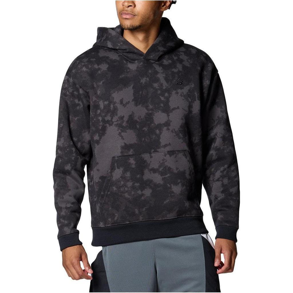 Under Armour Tie-Dye Casual Hoodie Loose-Fit Men Tops Black Grey 1380326-010