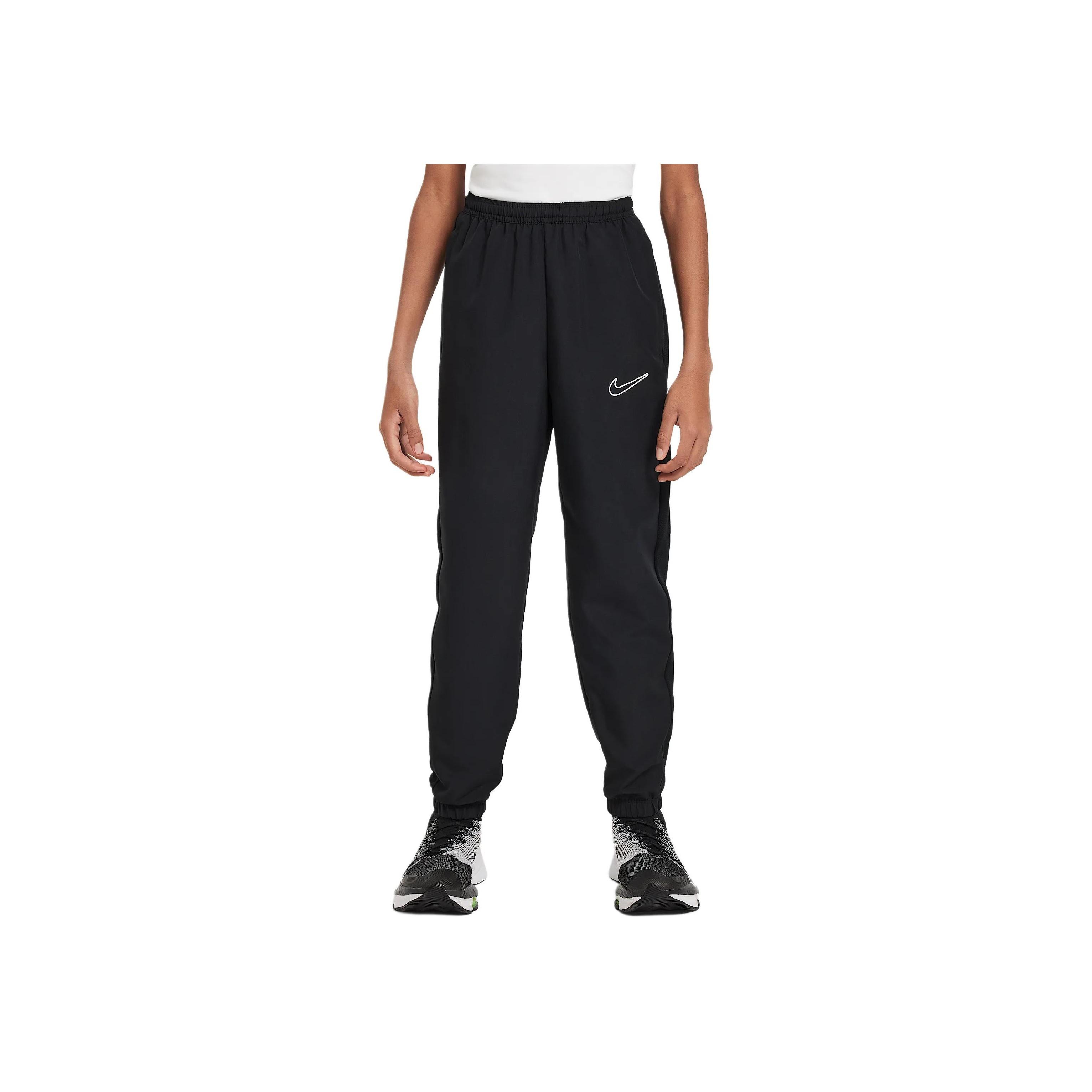 Nike Детские дышащие тренировочные брюки для футбола Academy Dri-Fit Swoosh Series, низ, черно-белые HJ3711-010 S