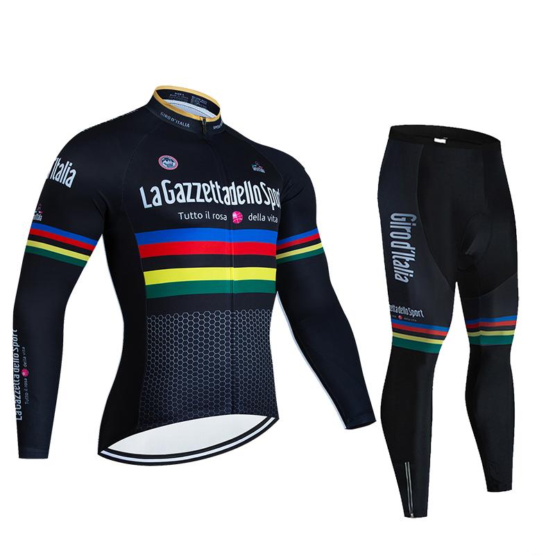 Men's Professional Long Sleeve Cycling Jersey & Padded Shorts Set, Quick Dry, Reflective, Breathable Bike Wear Clothing for Men