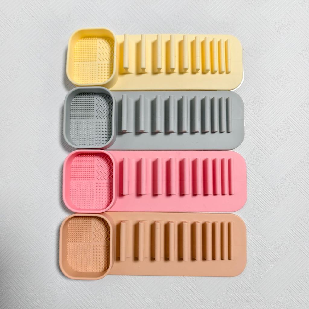 1Pc Multifunctional Washing and Drying Rack, Silicone Wall-Mounted Makeup Brush Drying Rack, Eyebrow Pencil and Eyeliner Storage Rack