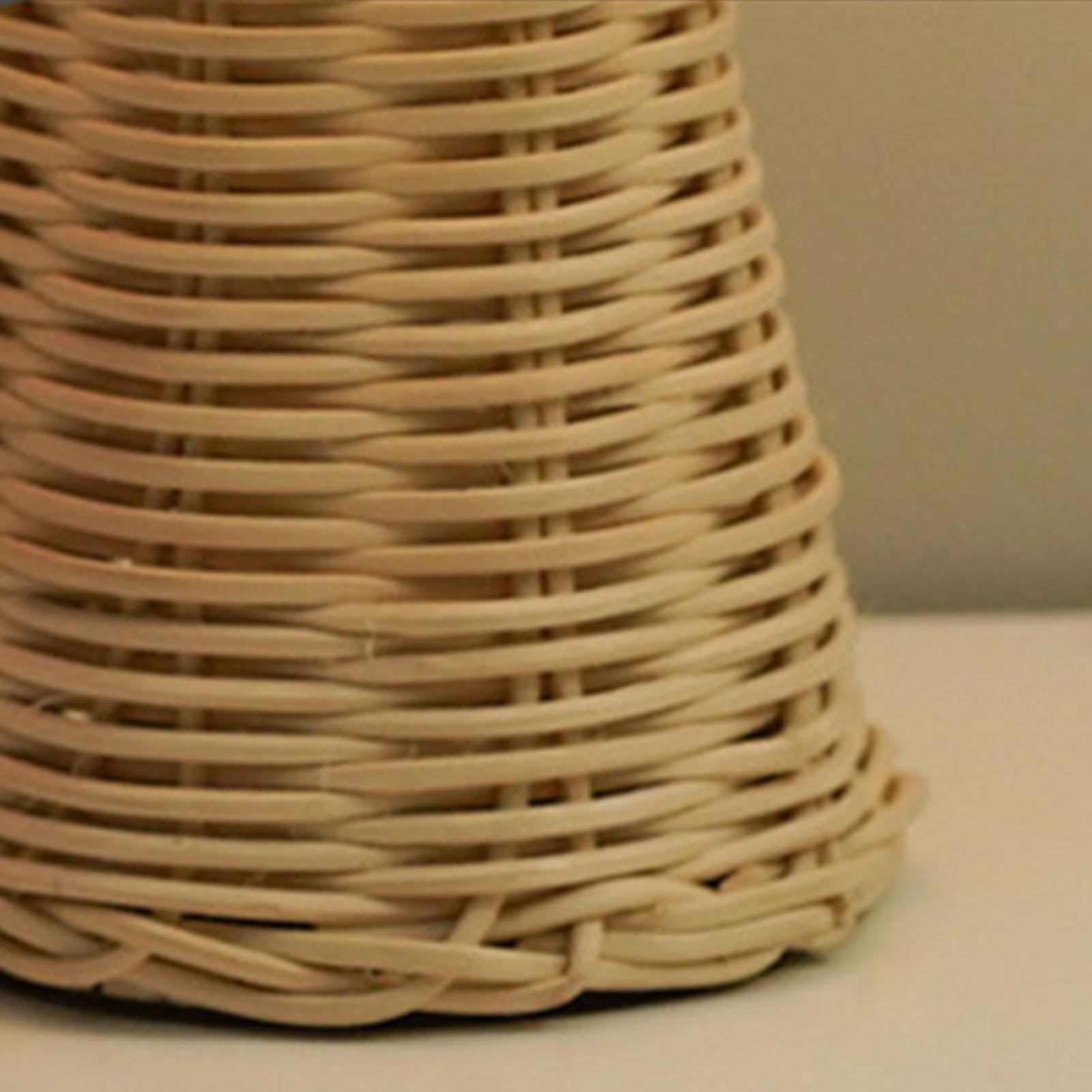 

Pleated Table Lamp Bedside Night Lamp with Rattan Base Vintage Style Soft Warm Light for Bedroom Decoration